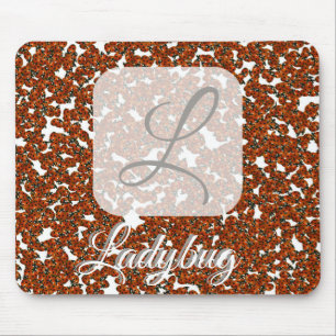 Ladybug gepersonaliseerde monogram mousepad muismat