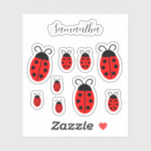 Ladybug gepersonaliseerde naam op maat gesneden vi sticker (Vel)
