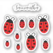 Ladybug gepersonaliseerde naam op maat gesneden vi sticker (Voorkant)