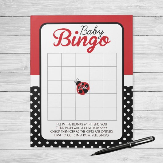 Ladybug Gift Bingo Baby shower Game Pack Notitieblok