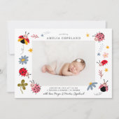 Ladybug Girl Baby Fotogeboorteaankondiging Aankondiging (Voorkant)