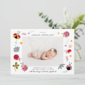 Ladybug Girl Baby Fotogeboorteaankondiging Aankondiging (Staand voorkant)