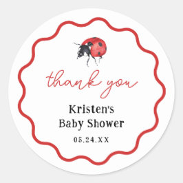 Ladybug Girl Baby shower Dank je wel Ronde Sticker