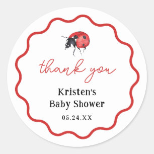 Ladybug Girl Baby shower Dank je wel Ronde Sticker
