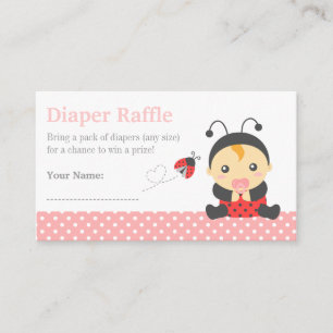 Ladybug Girl Baby shower Diaper Raffle Tickets Informatiekaartje