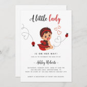 Ladybug Girl Baby shower Invitation Kaart (Voorkant / Achterkant)