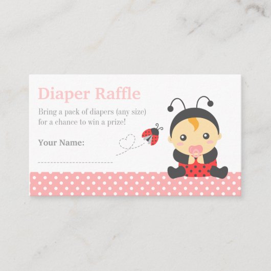 Ladybug Girl Baby shower Luier Raffle Tickets Informatiekaartje (Voorkant)