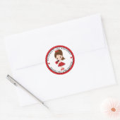 Ladybug Girl Birthday Classical Round Sticker (Envelop)
