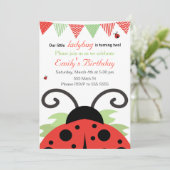Ladybug Girl Birthday-uitnodiging Kaart (Staand voorkant)