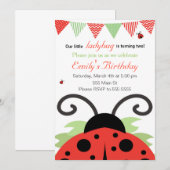 Ladybug Girl Birthday-uitnodiging Kaart (Voorkant / Achterkant)