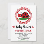 Ladybug Girls Baby shower Invitation Kaart (Voorkant)
