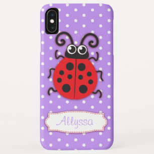 Ladybug girls name purple iPhone XS max hoesje