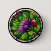 Ladybug-Glas in lood Ronde Button 5,7 Cm (Voorkant)