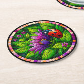 Ladybug-Glas in lood Ronde Kartonnen Onderzetter (Gebogen)