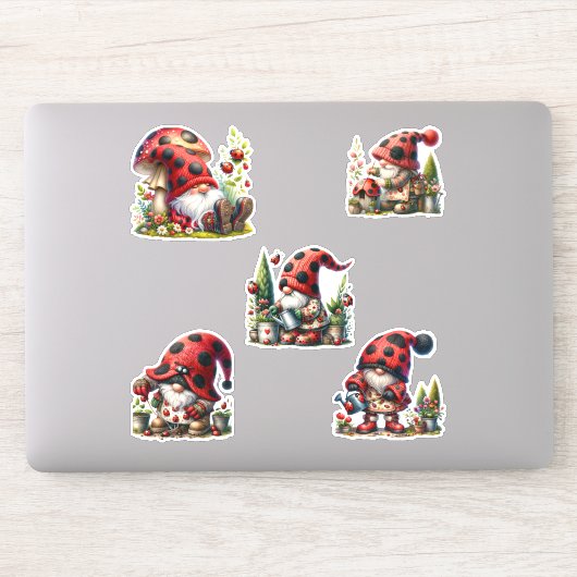 LadyBug Gnome Life Stickers (Computer)