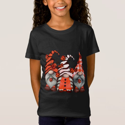 Ladybug Gnomes Tomte Scandinavian Three Garden Gno T-shirt (Voorkant)