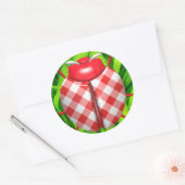 Ladybug gras gingham check schattig rood wit groen ronde sticker (Envelop)