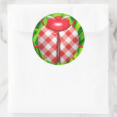 Ladybug gras gingham check schattig rood wit groen ronde sticker (Tas)