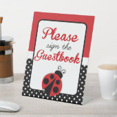 Ladybug Guestbook Birthday of Baby shower Reclamebord Met Voetstuk (Insitu)