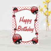 Ladybug Happy Birthday Card Kaart (Gele Bloem)