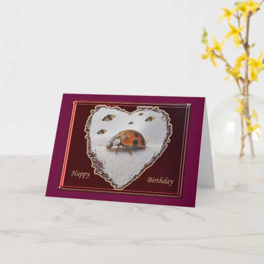 Ladybug Happy Birthday Kaart (Gele Bloem)