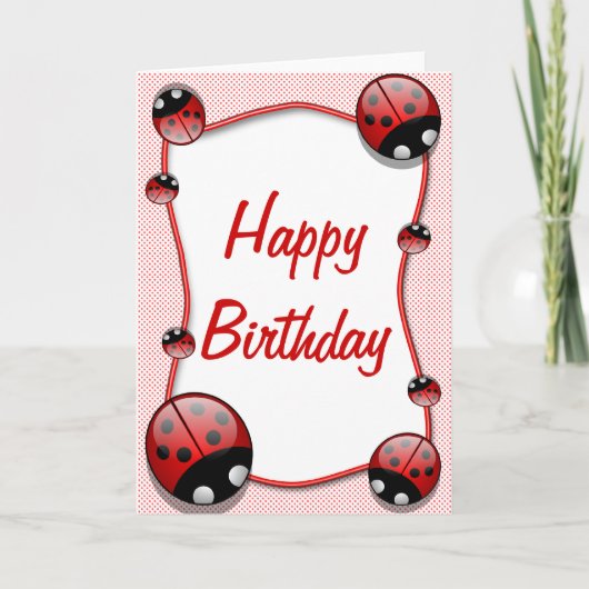 Ladybug Happy Birthday Kaart (Voorkant)