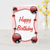 Ladybug Happy Birthday Kaart (Gele Bloem)