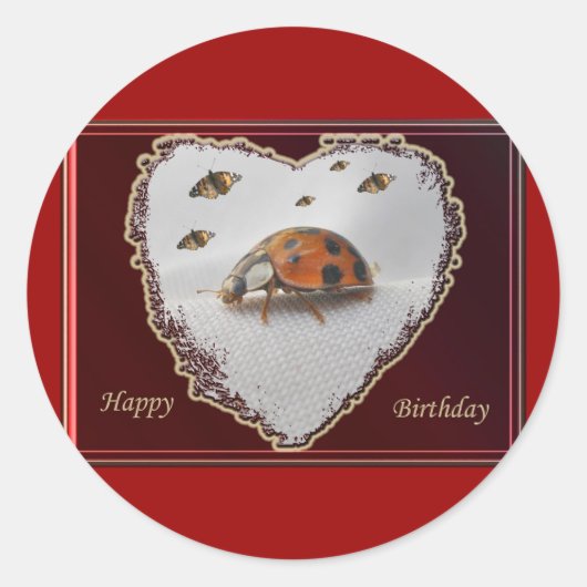 Ladybug Happy Birthday Sticker (Voorkant)