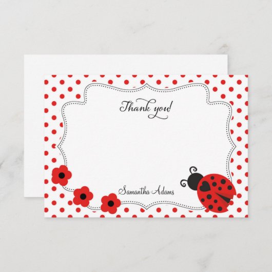 Ladybug - Hartelijk dank Bedankkaart (Voorkant / Achterkant)
