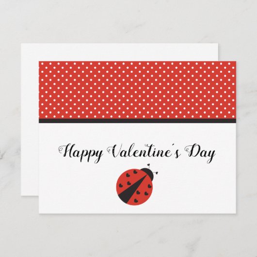 Ladybug harten Valentijnsdag kaart (Voorkant / Achterkant)