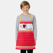 Ladybug hartstip rode witte gele douanenaam schort (Gedragen)