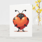 Ladybug Heart Love Card Kaart (Gele Bloem)
