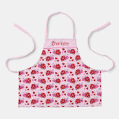 Ladybug Hearts Pattern Roze Kinderen Schort (Voorkant)