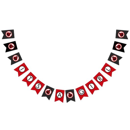 Ladybug Het is een meisje Baby shower opknoping Ba Vlaggetjes (Alle)