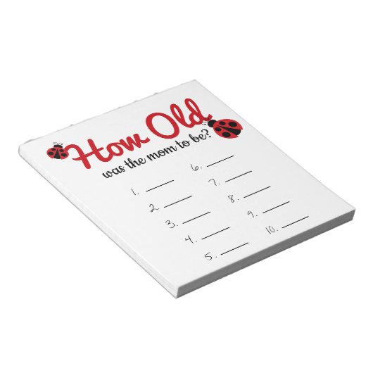 Ladybug Hoe oud was het antwoordblad van het moede Notitieblok (Schuin)