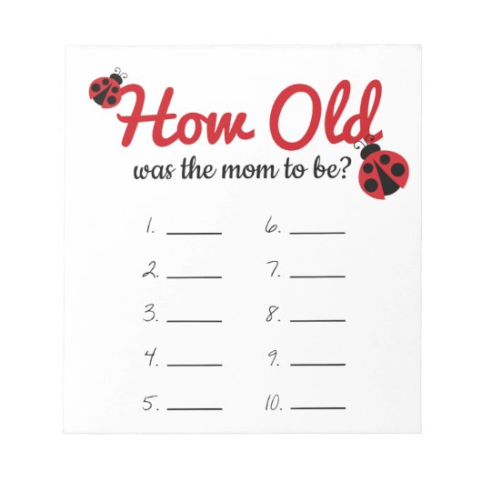 Ladybug Hoe oud was het antwoordblad van het moede Notitieblok (Voorkant)