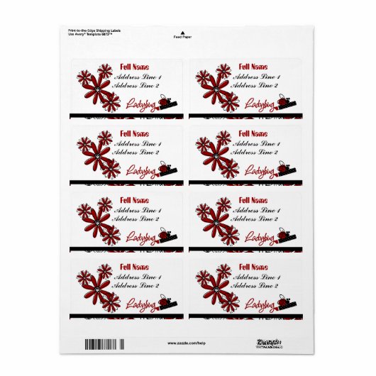 Ladybug Hot-lips Avery Label (Full Sheet)