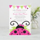 Ladybug Hot Pink Baby shower Party Invitation Kaart (Staand voorkant)