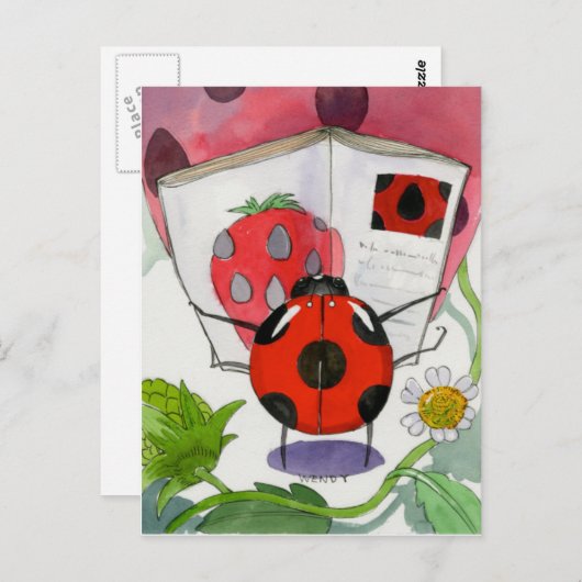 Ladybug houdt van lezen van Briefkaart (Voorkant / Achterkant)