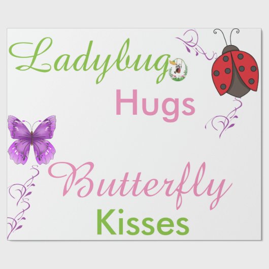Ladybug Hugs Butterfly Kisses gift omslagpapier Cadeaupapier (Vlak)