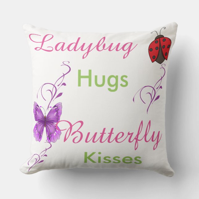 Ladybug Hugs Butterfly kisses pillow Kussen (Voorkant)