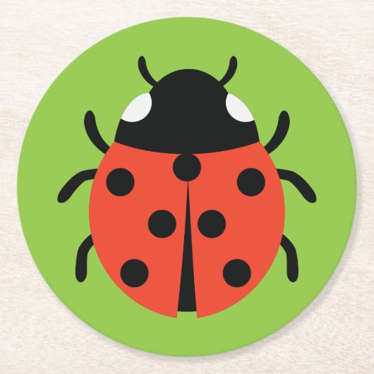 Ladybug Illustratie Ronde Kartonnen Onderzetter (Voorkant)