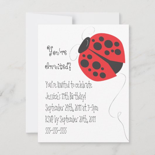 Ladybug illustratie verjaardagsuitnodiging kaart (Voorkant)