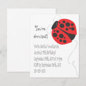 Ladybug illustratie verjaardagsuitnodiging kaart (Voorkant / Achterkant)