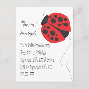 Ladybug illustratie verjaardagsuitnodiging kaart
