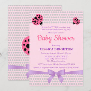 Ladybug in Baby shower met roze en lavender Kaart