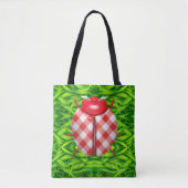 Ladybug in grasgingham, kijk schattig tote bag (Voorkant)