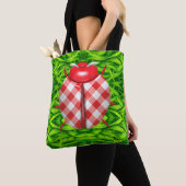 Ladybug in grasgingham, kijk schattig tote bag (Dichtbij)