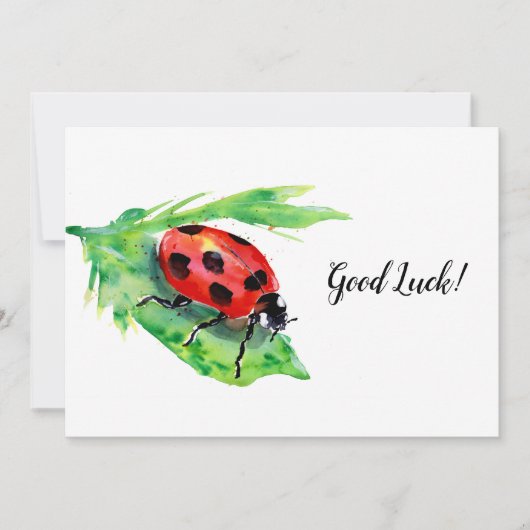 Ladybug in Green Leaf Good Luck Bedankkaart (Voorkant)