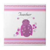 Ladybug in het Paarse onderwijsroze Tegeltje (Voorkant)